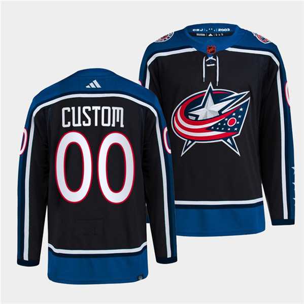 Men's Columbus Blue Jackets Custom Navy 2022 Reverse Retro Stitched Jersey-0